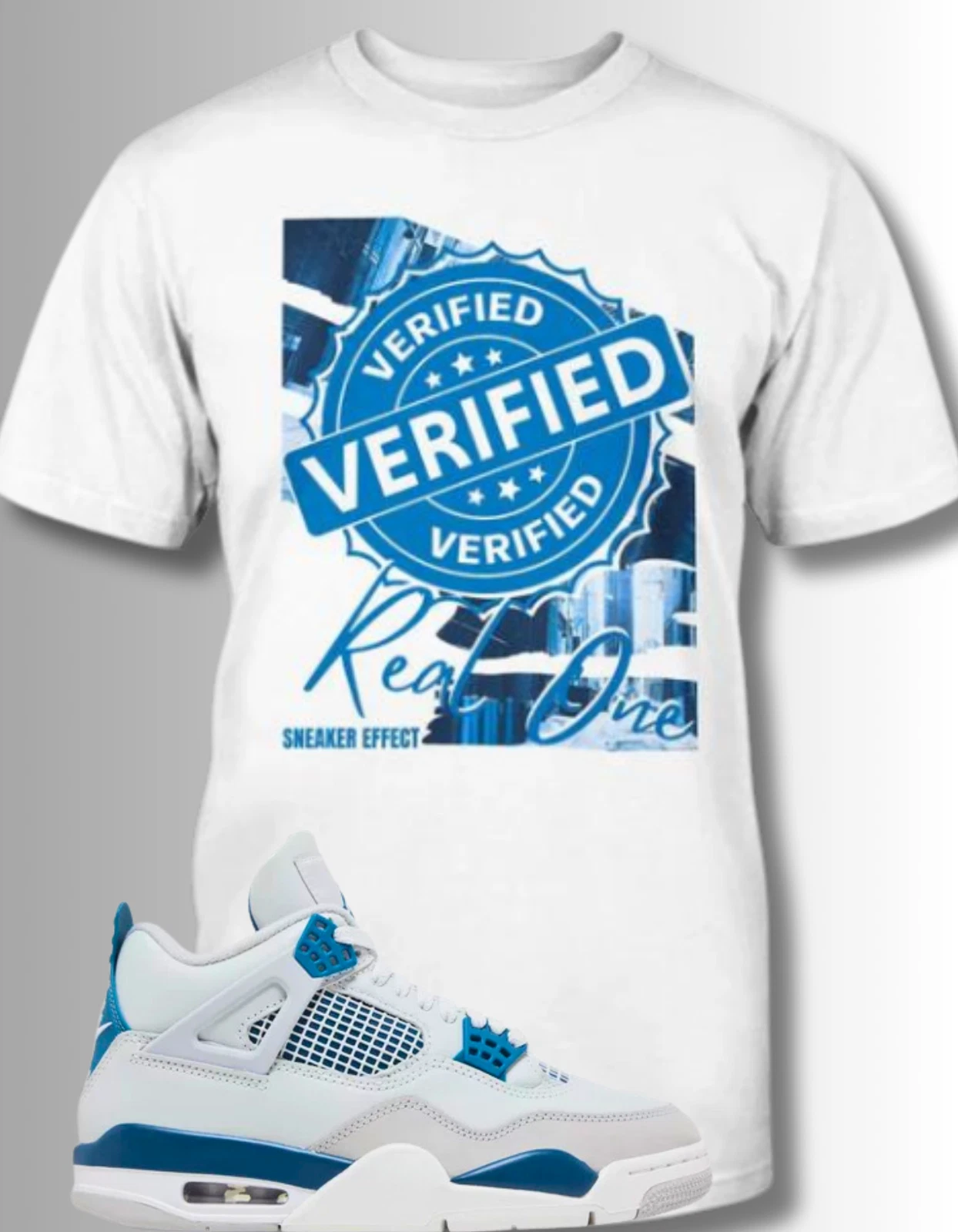 SNEAKER EFFECT TEE SHIRT TO MATCH JORDAN 4 MILITARY BLUE 2024