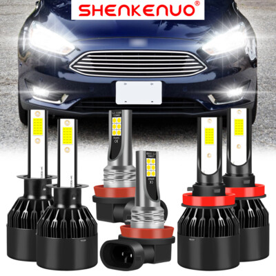 For Ford Focus 2012-2018 LED Headlight Bulbs High Low Beam+Fog light Kits 6Pc C9