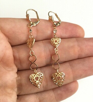 18K GOLD FILLED HEART EARRINGS / ARETES DE CORAZON  -   ER5657