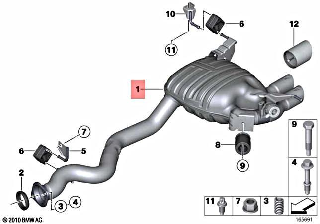 BMW 18307599744 Genuine OEM Factory Original Rear Muffler for sale  