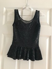 Dance Costume Top - Black Sequin - Size Adult Small