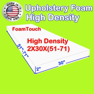 FoamTouch High Density Upholstery Foam Cushion 2'' x 30'' x (51-71)'' Custom Cut