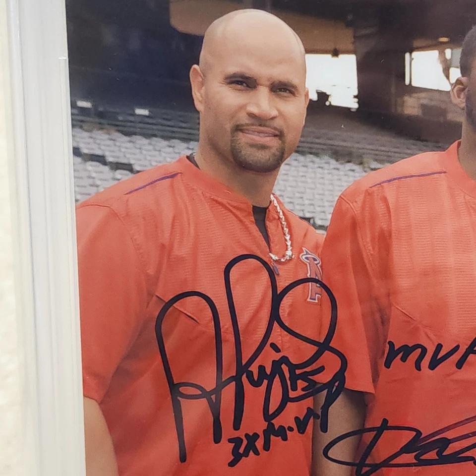 Angels Signed Autographed MVPs 8.5x11" Picture: Pujols, Guerrero, Baylor, Trout - Image 2 of 4