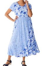 Woman Within Dress plus size 16 20 blue floral sweeping tiered party occasion
