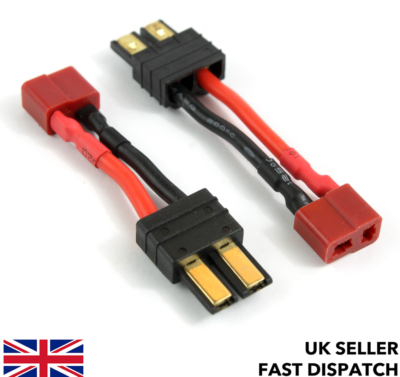 Deans T-Plug To Tamiya Connector Adapter – 30mm 14 AWG Silicone Cable For RC Cars