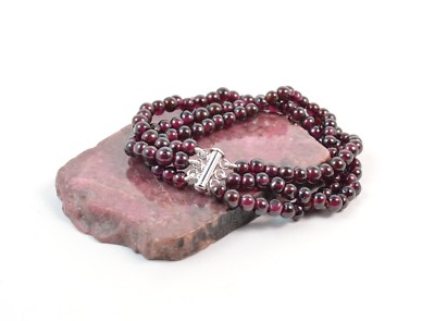 Bracelet Trois Fils Grenat Et Argent 925 - Fabriqué En Italie, Neuf Avec étiquettes