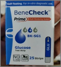 seal ! BENECHECK Prime Glucose Test Strips contains 1 Box @ 25 Strips