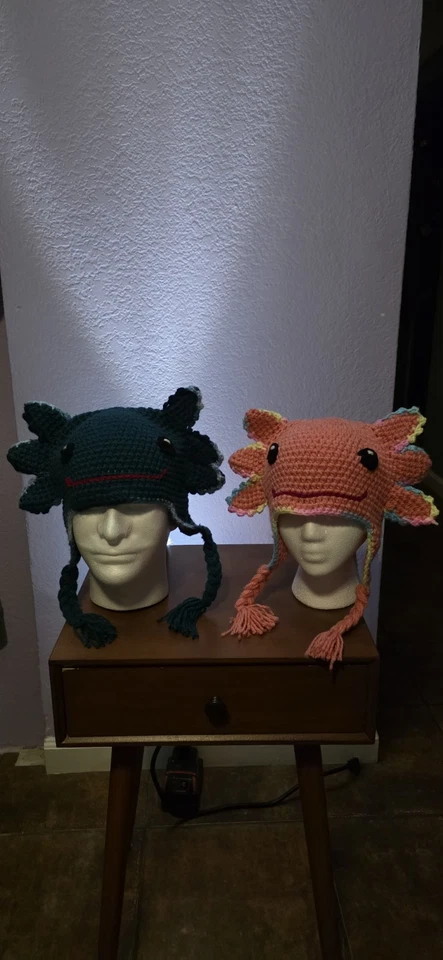 CORCHET HAT SET 2(Gorro Mexicano) TRADITIONAL HAND  MADE From Mexico  AXOLOTL - Image 2 of 4