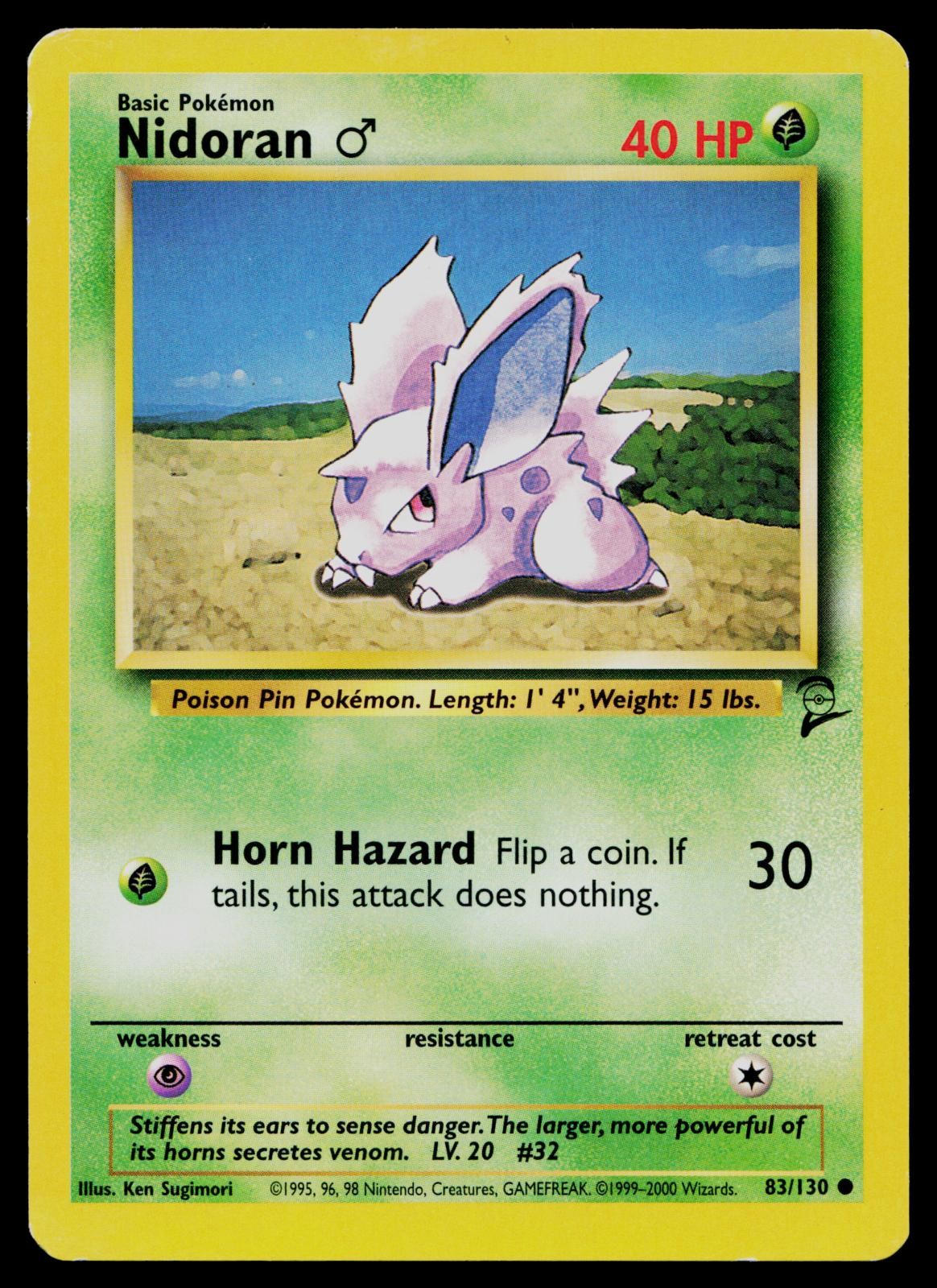 NIDORAN M 83/130 COMMON BASE SET 2 POKEMON HP