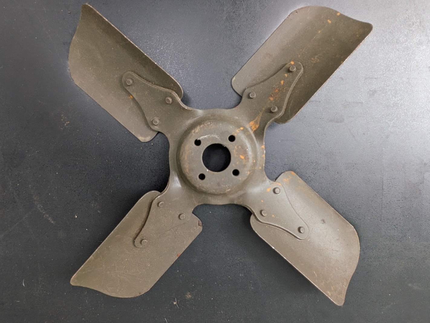 Wwii Era Original Willys Jeep 4-Blade Radiator Engine Cooling Fan Olive Drab