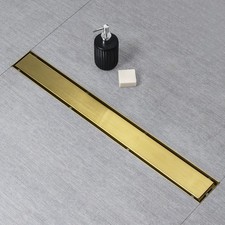 2 in Linear Shower Drain 2 in 1 Tile Insert Gold Stainless Steel SaniteModar