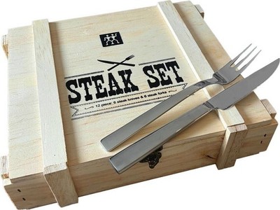 Zwilling 07150-359  Steak Besteckset in rustikaler Holzbox, Edelstahl