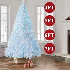 4 5 6 7 FT Artificial Christmas Tree LED Lights Spruce Realistic Xmas Decoration