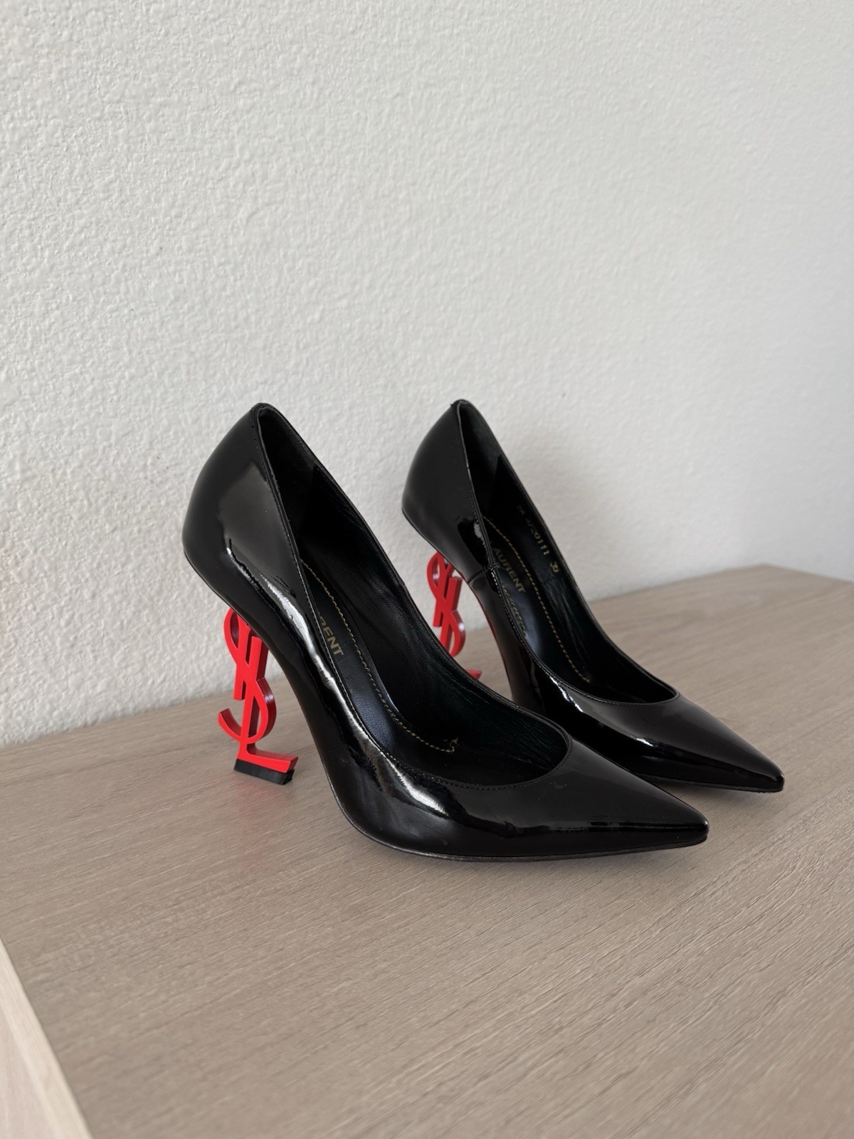 YSL Opium Pumps in Patent Leather with Bold Red Heels