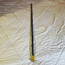 Black Walking Cane/Stick w/ Gold Decorative Handle  Rubber Tip Adult/Senior