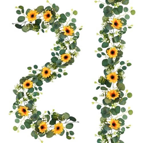  Pack Artificial Sunflower Garland, 6ft/Strand Silk Sunflowers Hanging Large 2