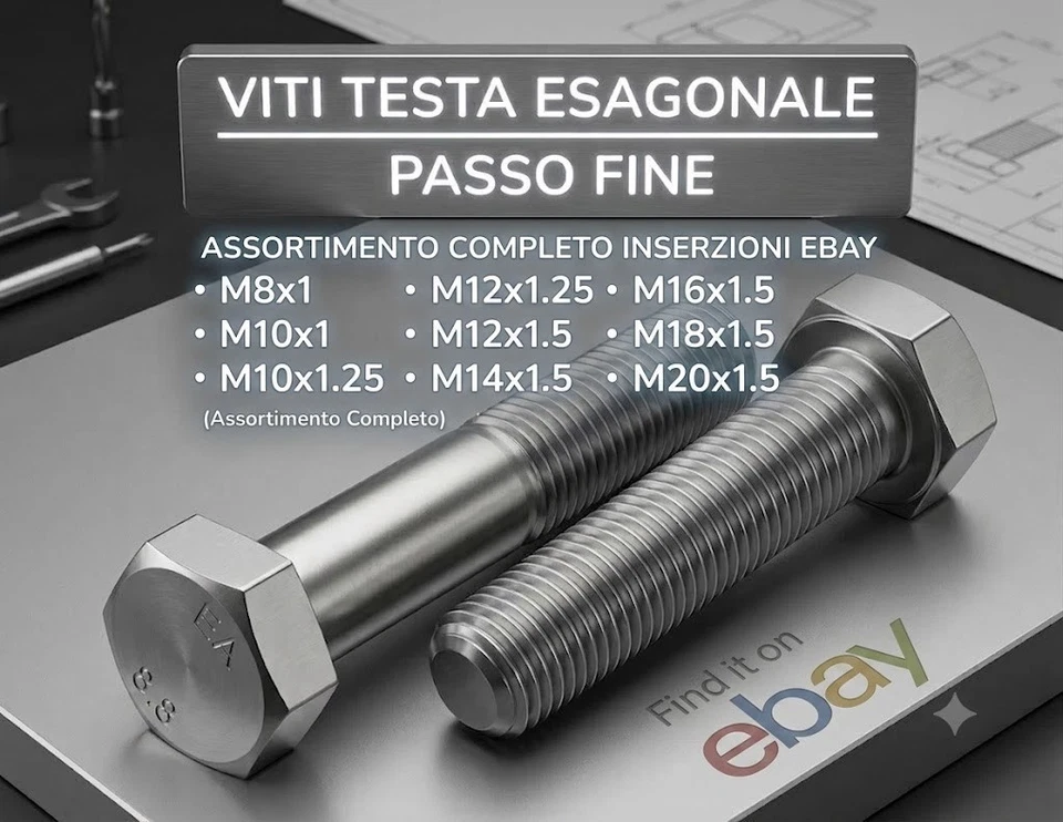 Vis M12x1,25 Pas Fin Boulons Tête Hexagonale Acier 8.8 10.9 DIN 960 DIN 961 - Photo 2/4