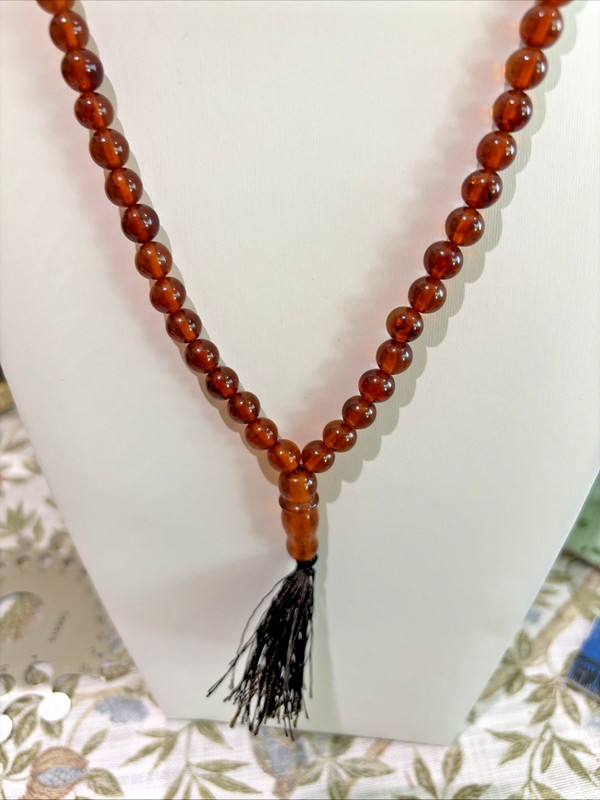 Moroccan Amber Prayer Beads Tasbih, Tesbih Masbaha Brown Natural Genuine
