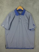 RLX Ralph Lauren Polo Shirt Mens XL Blue Stripe Wicking Golf Jersey Performance