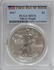2017 $1 American Silver Eagle PCGS MS70 First Day Of Issue