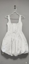 LULU’S Regal Cutie White Satin Square Neck Bubble Hem Mini Dress
