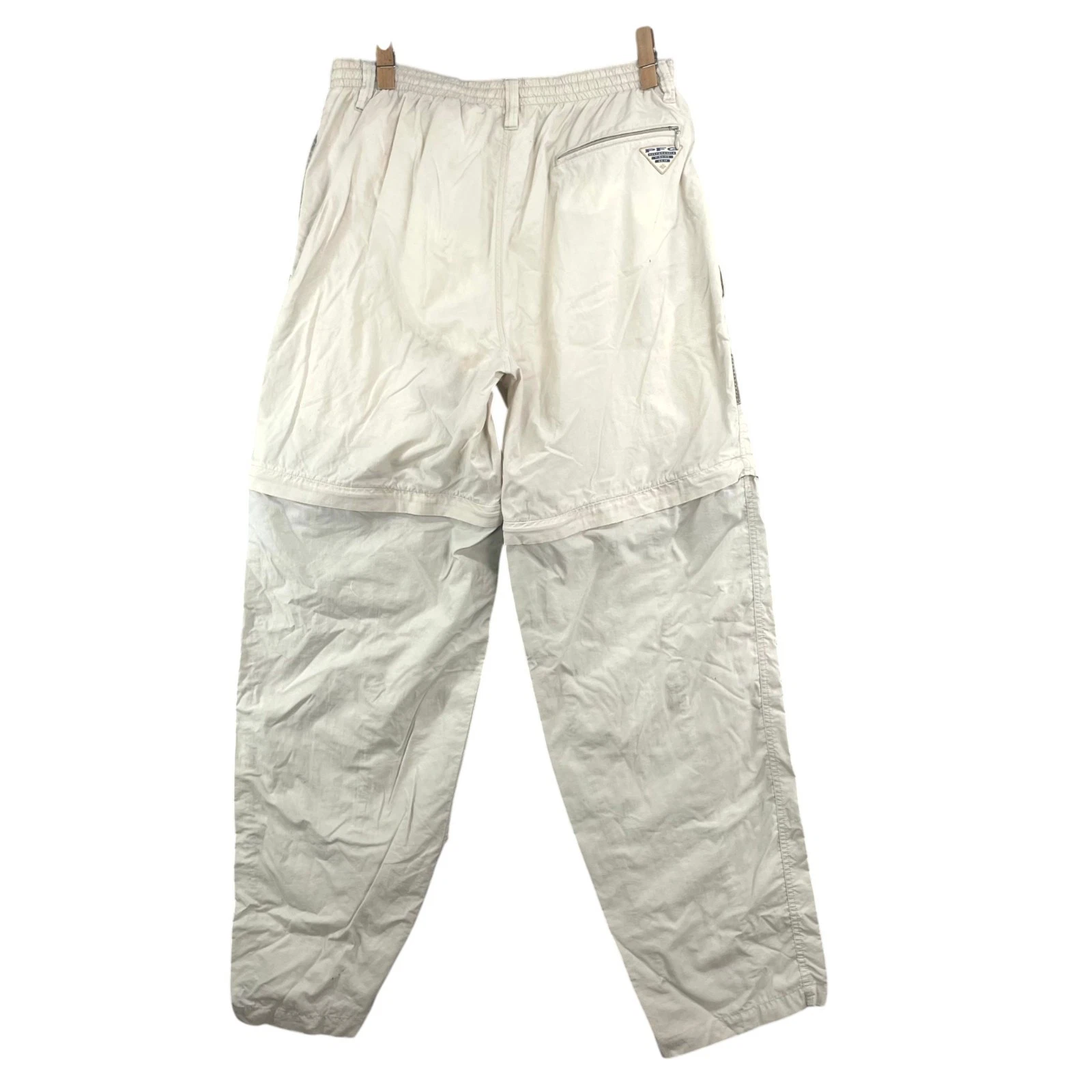 Columbia Convertible Cargo Pants Men Large Beige PFG Outdoor Fishing Hiking Gear