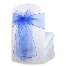 200 pcs Organza Chair Cover Bow Sash 108"x8" - Royal Blue - Wedding Party eu