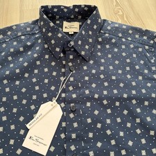 Image of NWT Ben Sherman Shirt Short Sleeves Medium Navy Blue