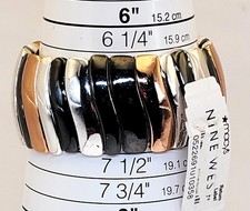 Nuevo Etiqueta Nine West Pulsera Elástica Estirada Pulida Multi-tone 2 1/4"d