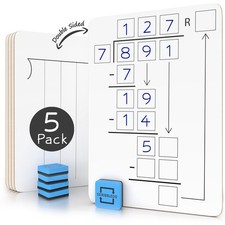 SCRIBBLEDO 5 Pack Dry Erase Division White Boards 9x12Inch Lapboard Double Si...