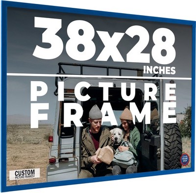 38x28 Frame Blue Solid Wood Picture Frame Width 0.75 Inches | Interior Frame Dep