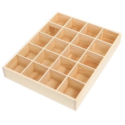 Pine Wooden Underwear Storage Box 20 Compartments Socks Organizer Container