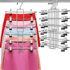 Pants Hangers with Clips,Space Saving Hanging Closet Organizer-6 Tiers Skirt Han