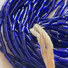 Genuine Vintage AB Glass Bugle Beads Blue 34 grams Master Hank Czech Antique