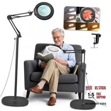 Magnifying Glass with Light and Stand, Real Glass Lens, 5 Color 15X Black
