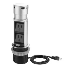 Link2Home Space Saver Pop Up-Outlet, 2 Power Outlets, 2 USB Ports 2.4 Amp, Ov...