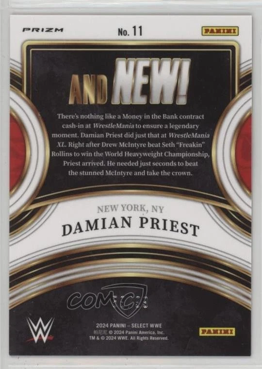 2024 Panini Select WWE And NEW! Red Prizm /99 Damian Priest #11 - Image 2 of 2