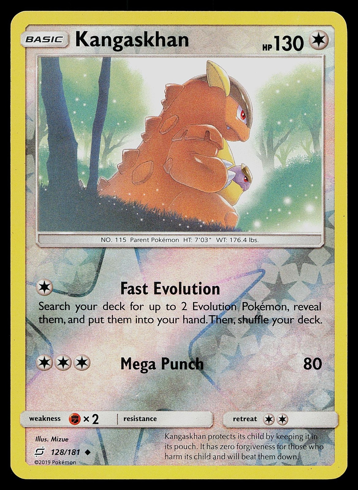Pokemon Card Team Up Kangaskhan 128/181 Reverse Holo Uncommon
