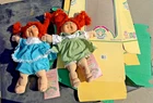 Vintage Cabbage Patch Kids Lot 2 Red Yarn Hair Dolls w Papers Coleco