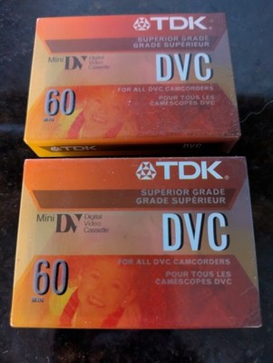 2 TDK DVC 60 Superior Grade Mini DV DVC Camcorder Videocassettes. NEW Sealed