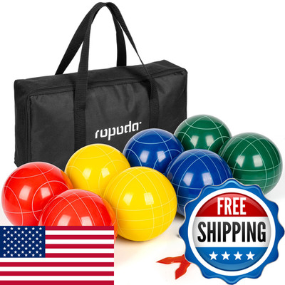 Ropoda 100Mm Bocce Ball Set Regulation Size And Weight 8 Resin Bocce Balls 50