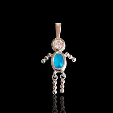 Rhodium Over Sterling Silver Blue Topaz Son Boy Child Charm Pendant