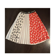 MSGM Girls Size W2c Multicolor Paisley Pleated Skirt Pleated Accents