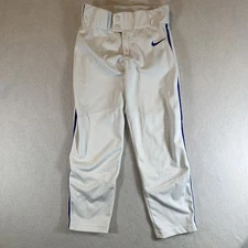Nike Baseball Pants Boys Youth Medium White With Blue Piping And Logo