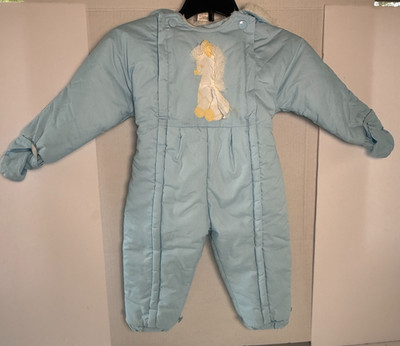 Vintage Sears Infant Snow Suit 18M Blue Horse Pony mittens attached