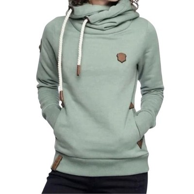 Naketano Hoodie Leaf Green Melange Fleece Cowl Neck Pullover