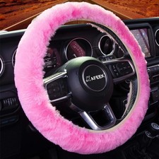 Fluffy Steering Wheel Cover 15 inch, Soft Fuzzy Steering Wheel Cover for Wint
