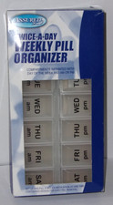 NEW ASSURED TWICE A DAY/WEEKLY PILL ORGANIZER, 7 3/8" X 3 5/8"