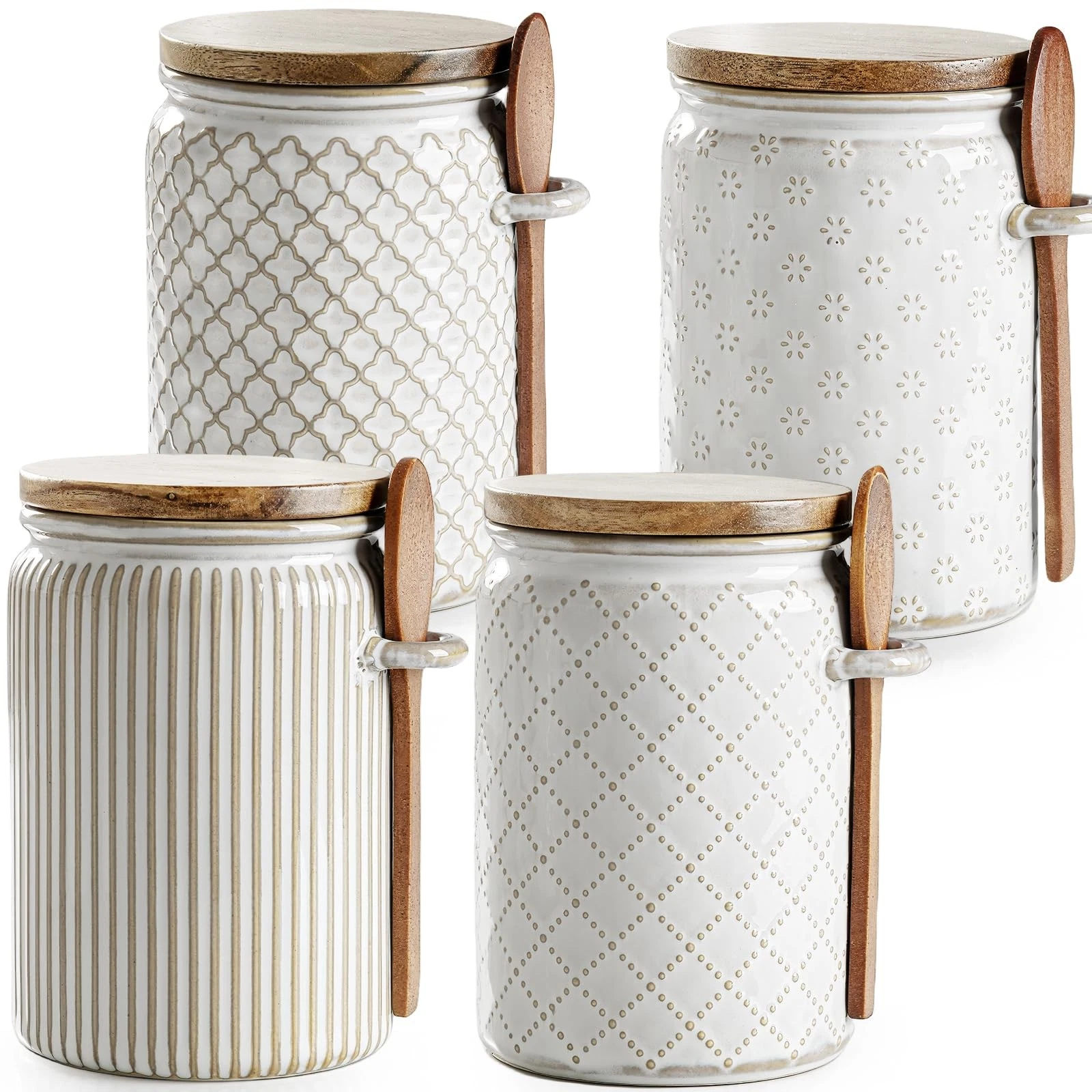 Small Canisters Sets for the Kitchen, 20 oz Sugar Coffee Tea Storage Containe...