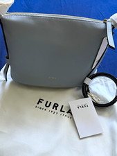 Furla light blueLeather Small Crossbody Bag Zip Logo Strap Dust Bag Gold HW